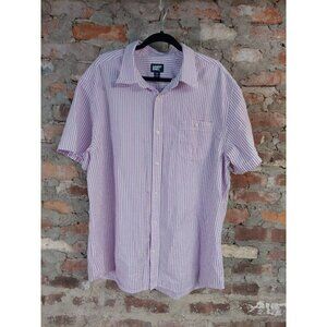 Lands End Mens Shirt Sz XXL 2XL Purple Gingham Traditional Fit 50-52 C1